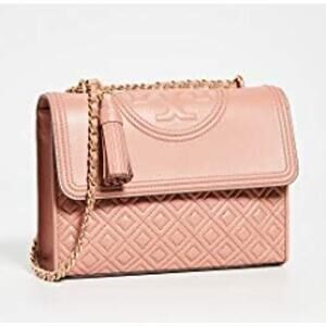 Tory Burch Fleming Quilted Leather Mauve Pink Crossbody Bag